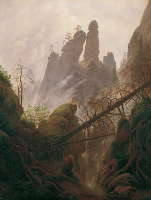 Rocky Landscape in the Elbe Sandstone Mountains - by Caspar David Friedrich