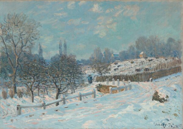 Road to Louveciennes, Snow Effect - by Alfred Sisley