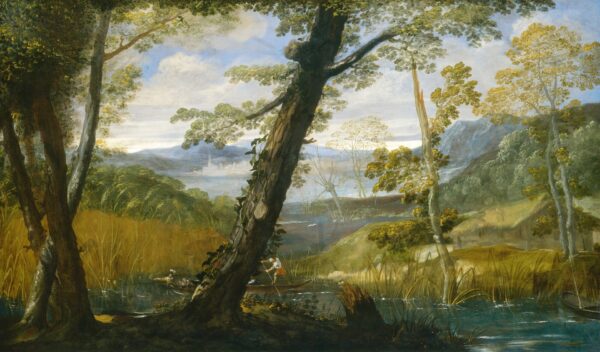 River Landscape - by Annibale Carracci