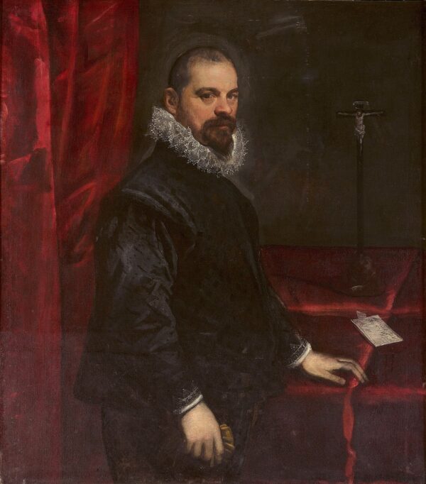 Retrato de un hombre con carta y crucifijo - by Tintoretto