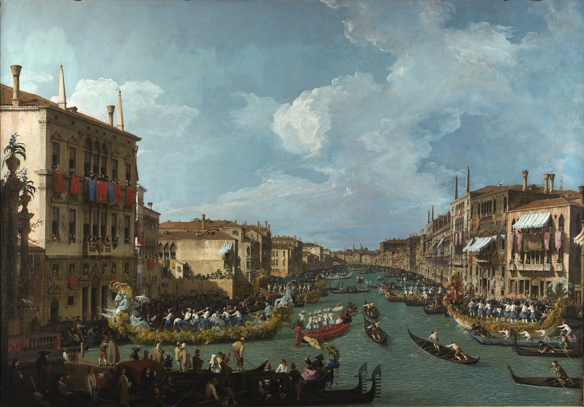 Regatta on the Grand Canal - by Canaletto