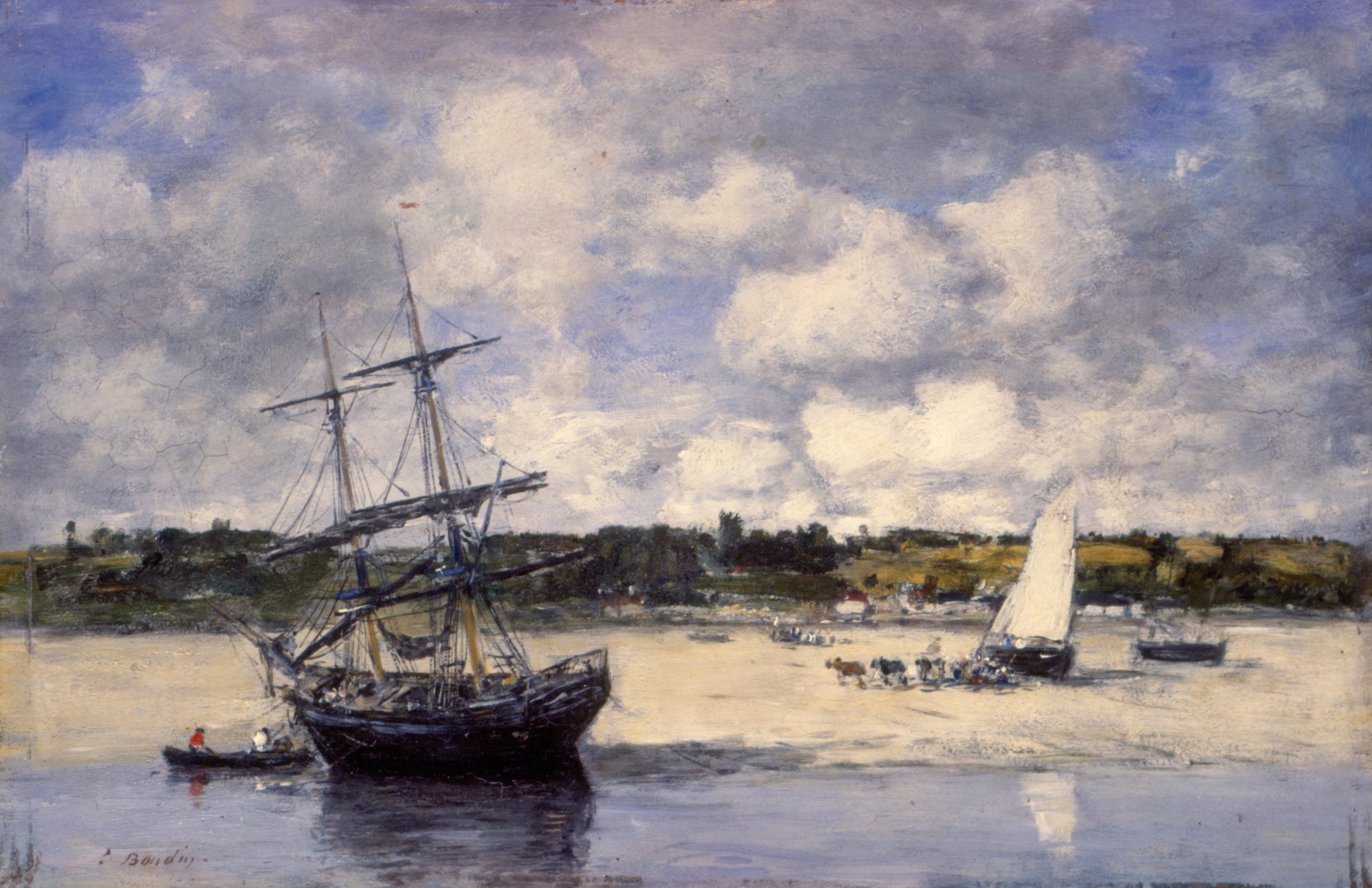 Portrieux. The coast at low tide - by Eugène Boudin