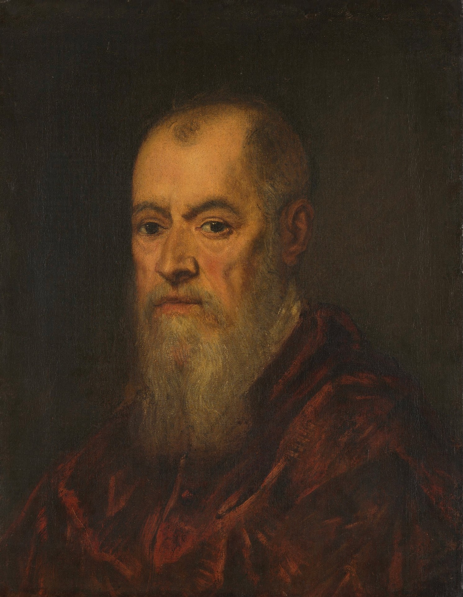 Portret van een man met een rode mantel - by Tintoretto
