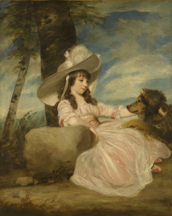 Portrait of Miss Anna Ward with Her Dog - by Joshua Reynolds