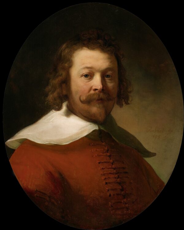 Portrait of a Man in a Red Coat - by Rembrandt