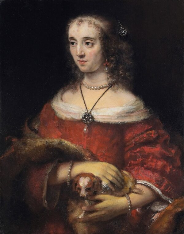 Portrait of a Lady with a Lap Dog - by Rembrandt