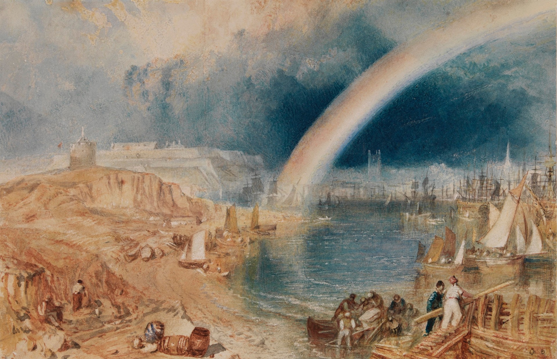 Plymouth with a Rainbow - by J. M. W. Turner