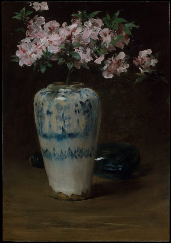 Pink Azalea-Chinese Vase - by William Merritt Chase