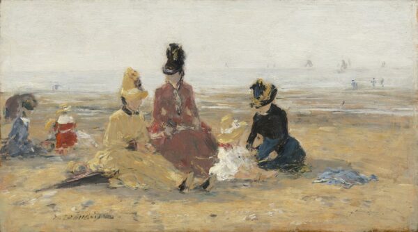 On the Beach, Trouville - by Eugène Boudin