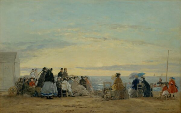 On the Beach, Sunset - by Eugène Boudin