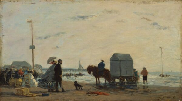 On the Beach at Trouville - by Eugène Boudin