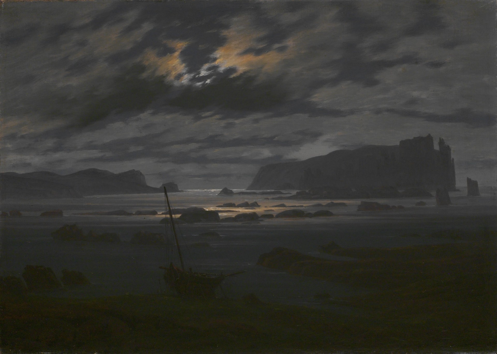 Northern Sea in the Moonlight - by Caspar David Friedrich