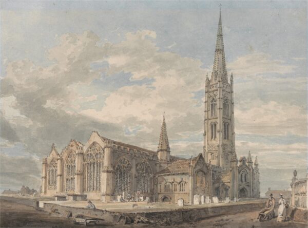 North East View of Grantham Church, Lincolnshire - by J. M. W. Turner