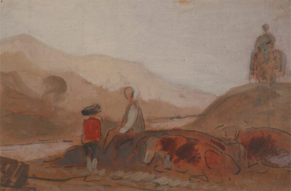 Mountainous Landscape with Figures - by a Lake - by J. M. W. Turner
