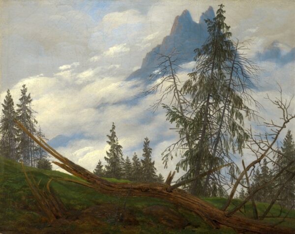 Mountain Peak with Drifting Clouds - by Caspar David Friedrich