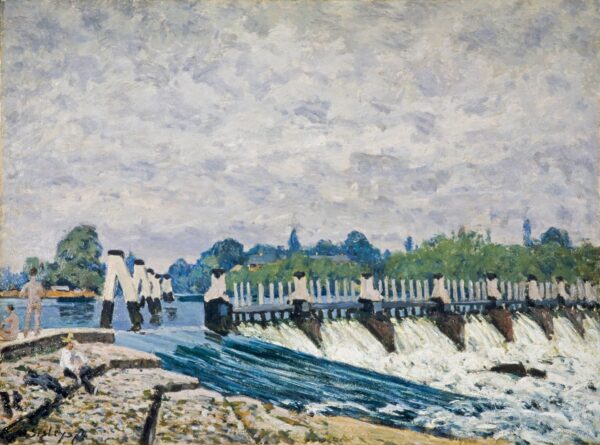 Molesey Weir, Hampton Court - by Alfred Sisley