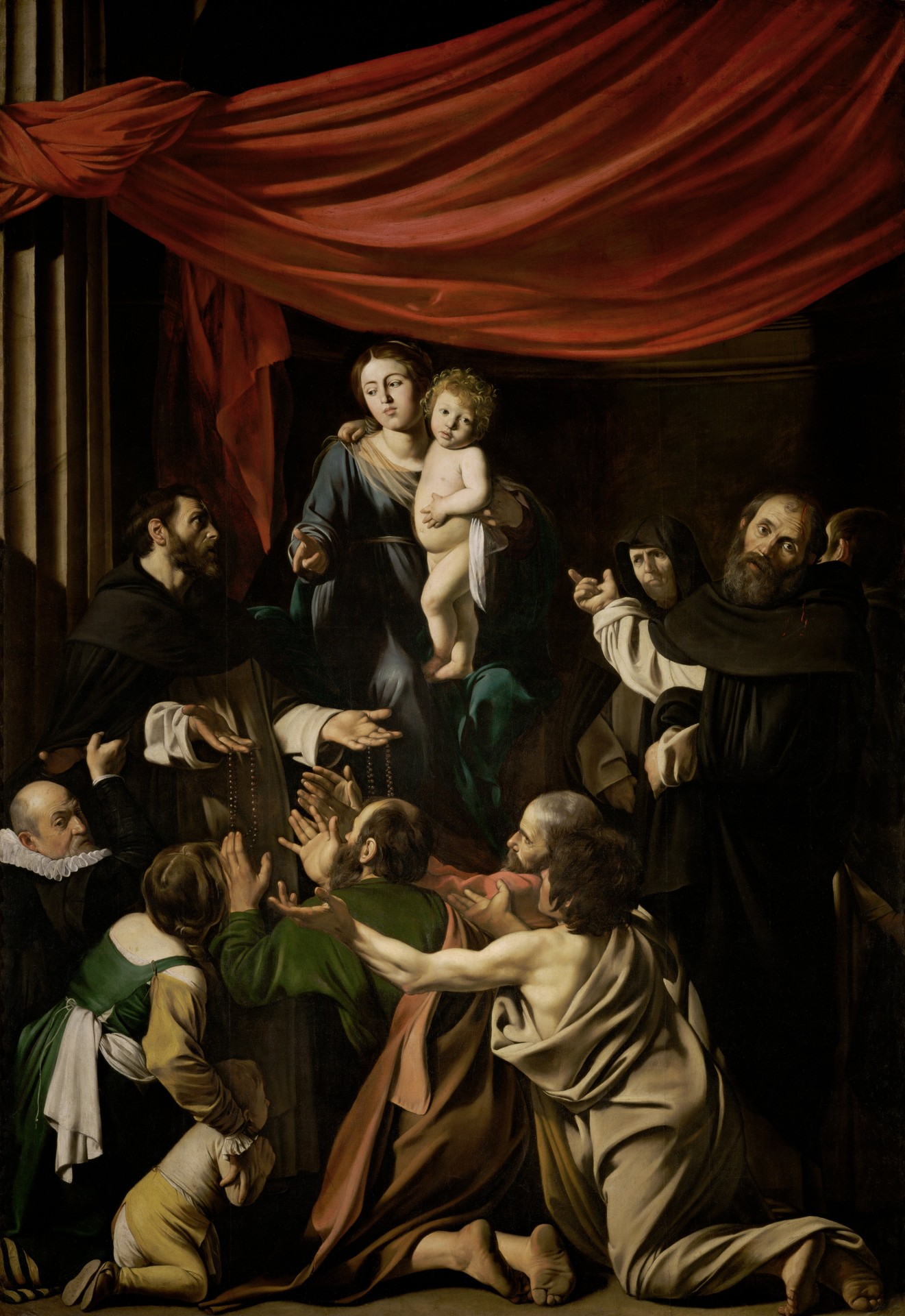 Madonna of the Rosary - by Caravaggio