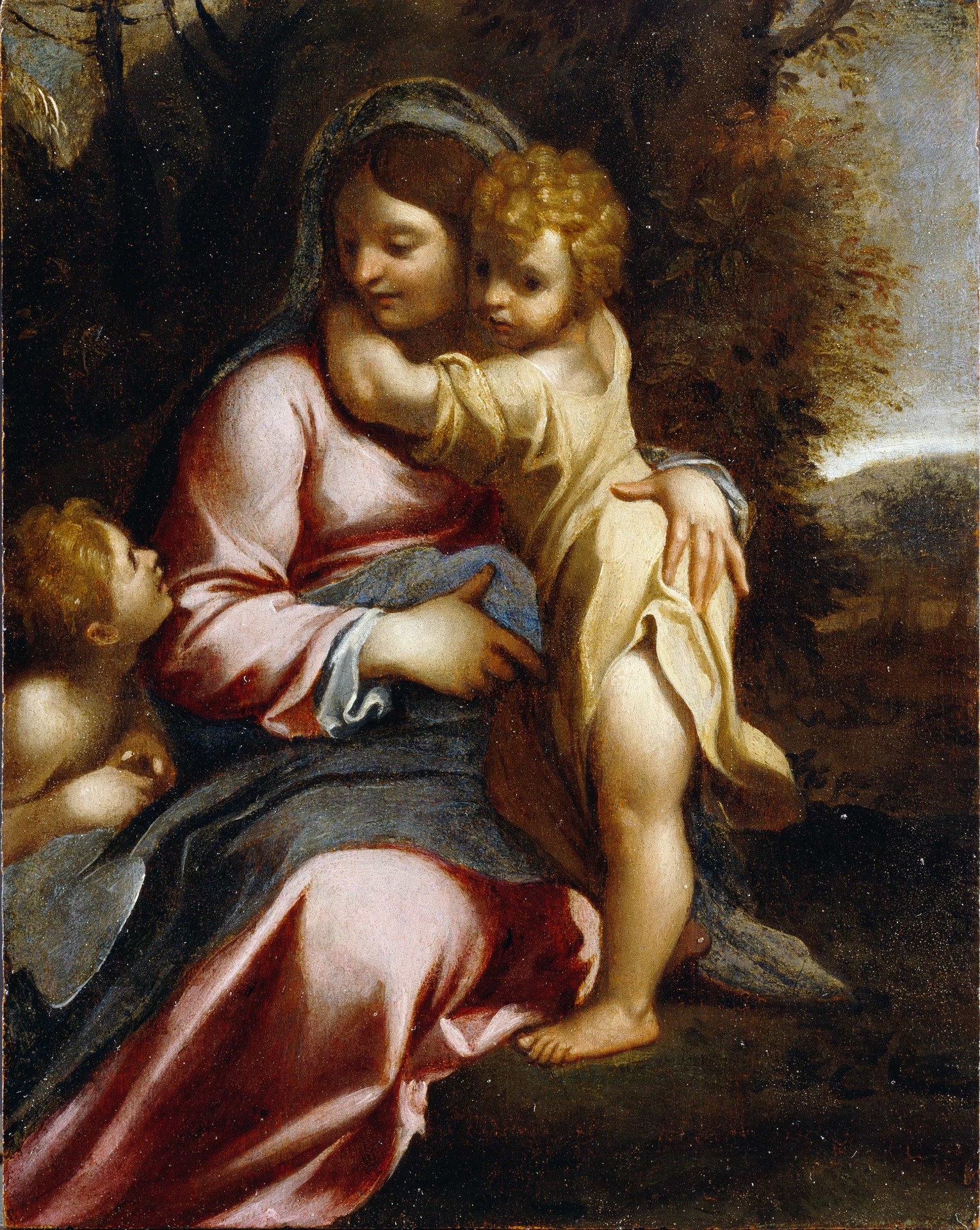 Madonna and Child with St John - by Annibale Carracci