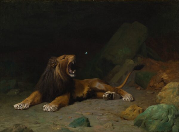 Lion Snapping at a Butterfly - by Jean-Léon Gérôme
