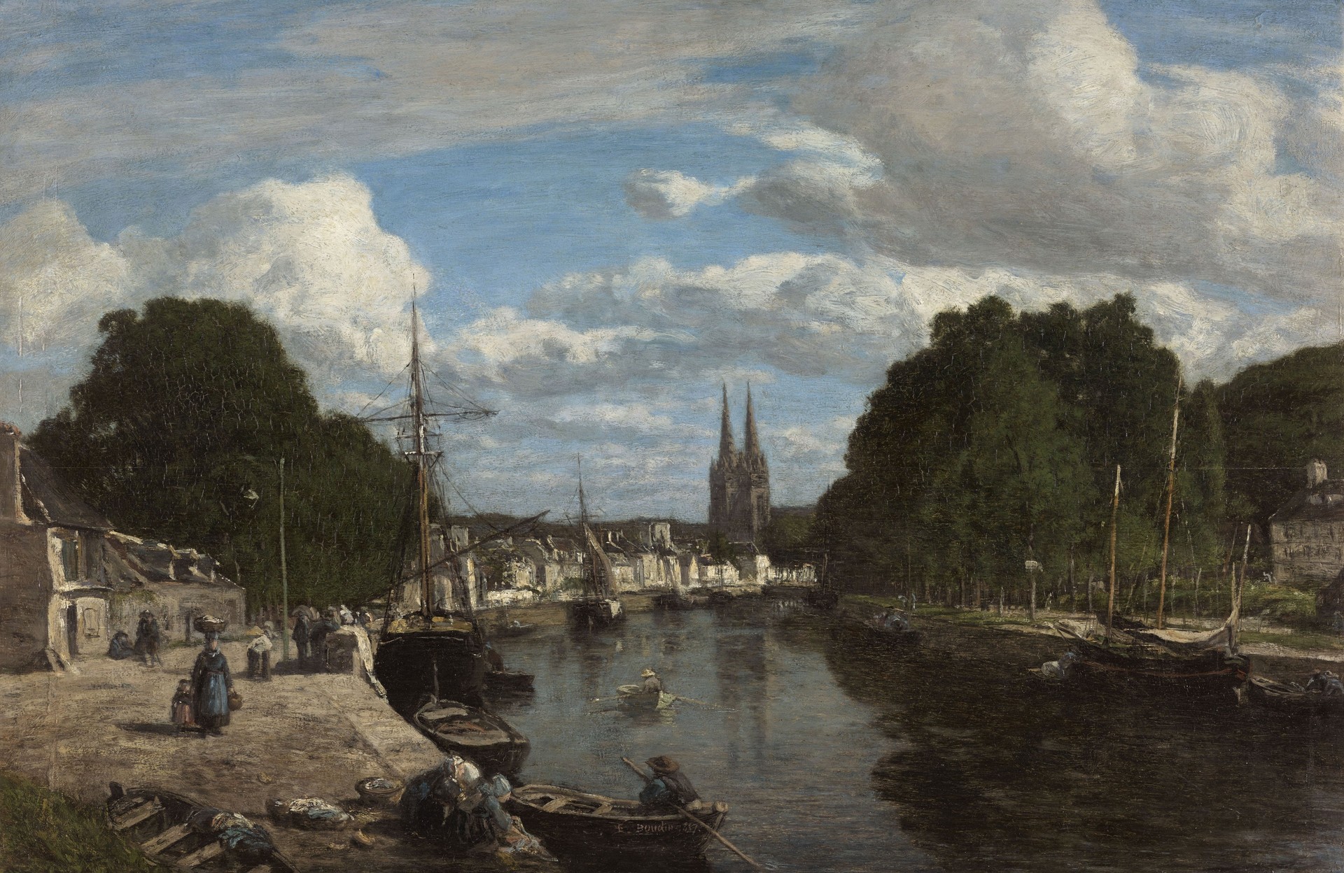 Le Port de Quimper - by Eugène Boudin