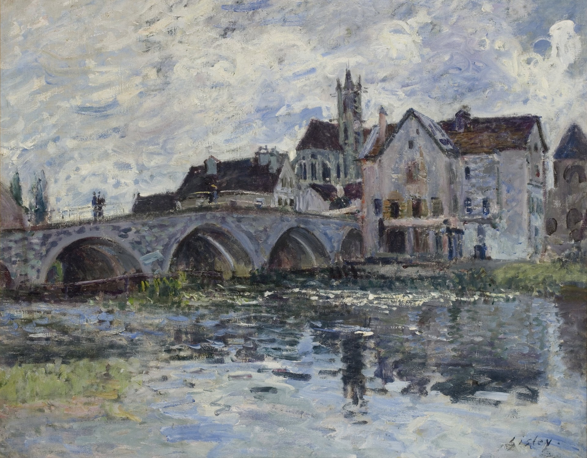 Le Pont de Moret, effet d’orage - by Alfred Sisley