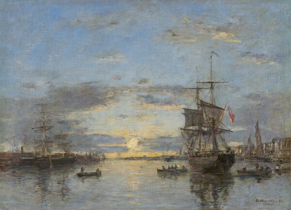 Le Havre: The Outer Harbor at Sunset - by Eugène Boudin