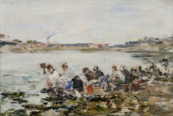 Lavandières sur la Touques - by Eugène Boudin