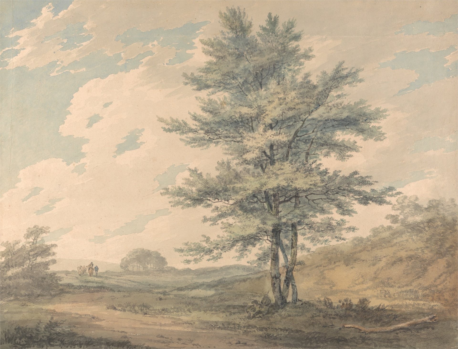 Landscape with Trees and Figures - by J. M. W. Turner