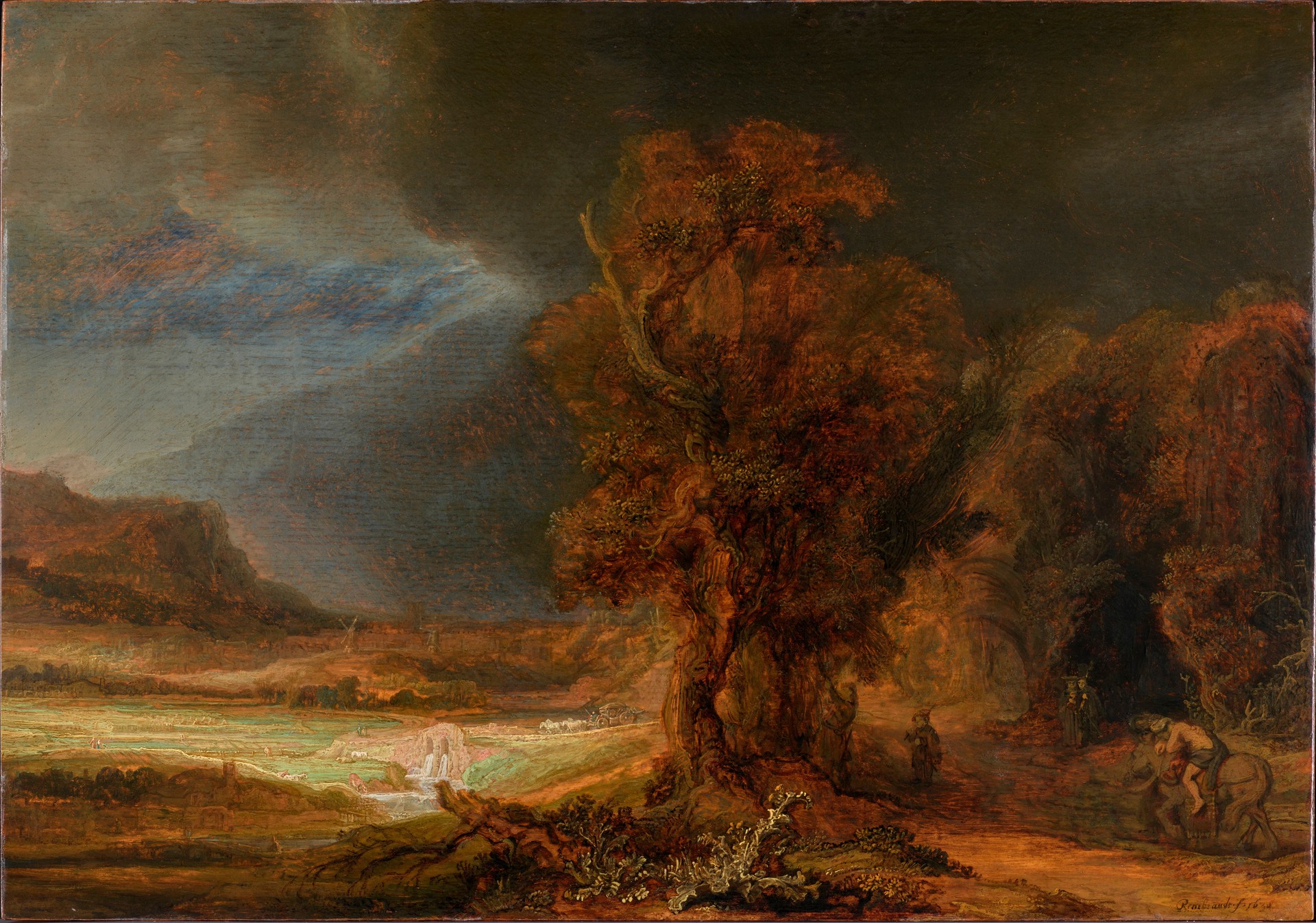 Landscape with the Good Samaritan - by Rembrandt