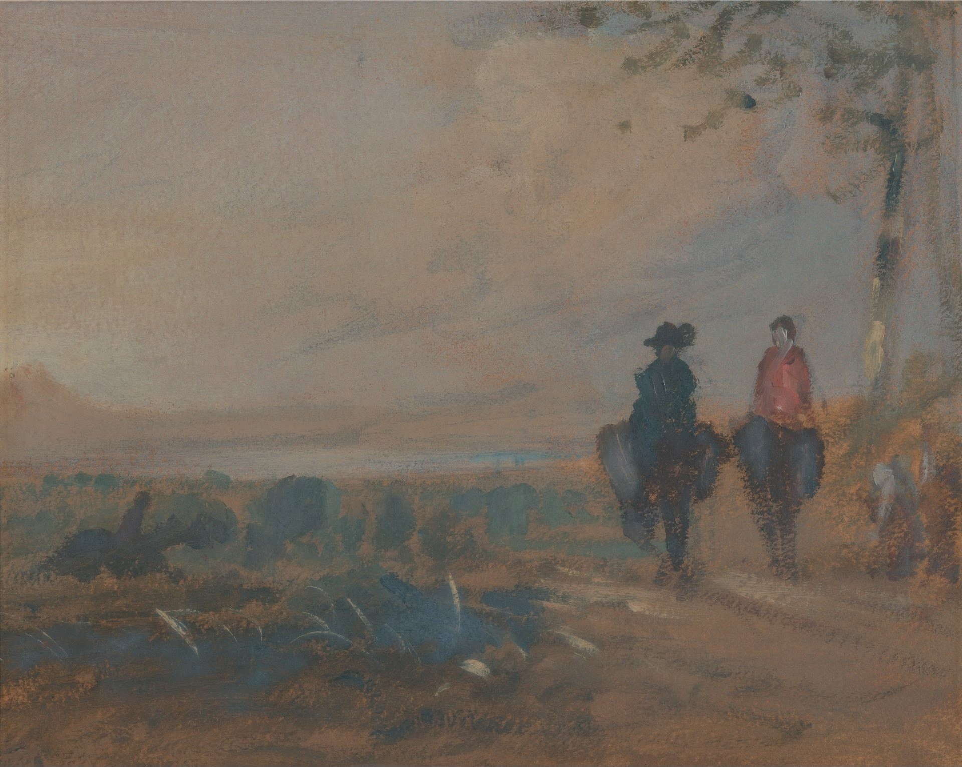 Landscape with Lake and Two Figures Riding - by J. M. W. Turner