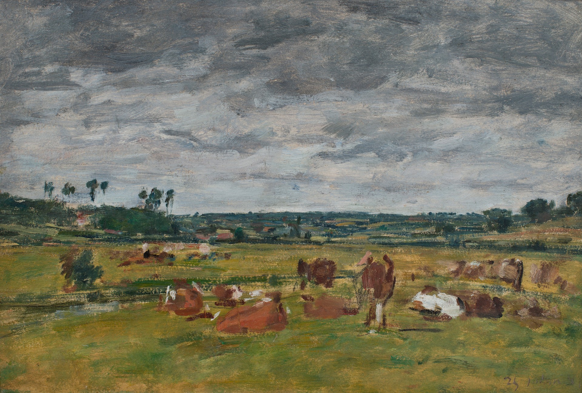 Landscape with Cows - by Eugène Boudin