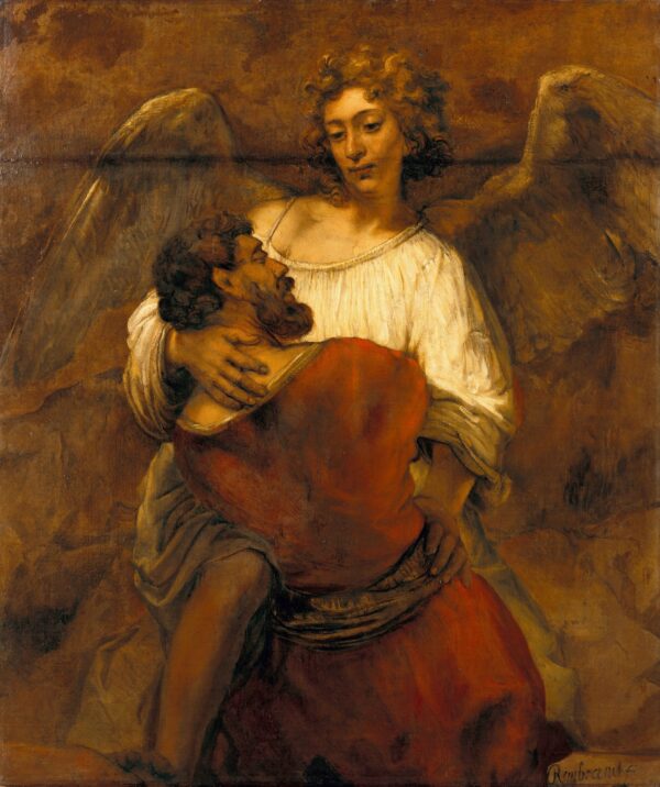 Jacob wrestling with the Angel - by Rembrandt
