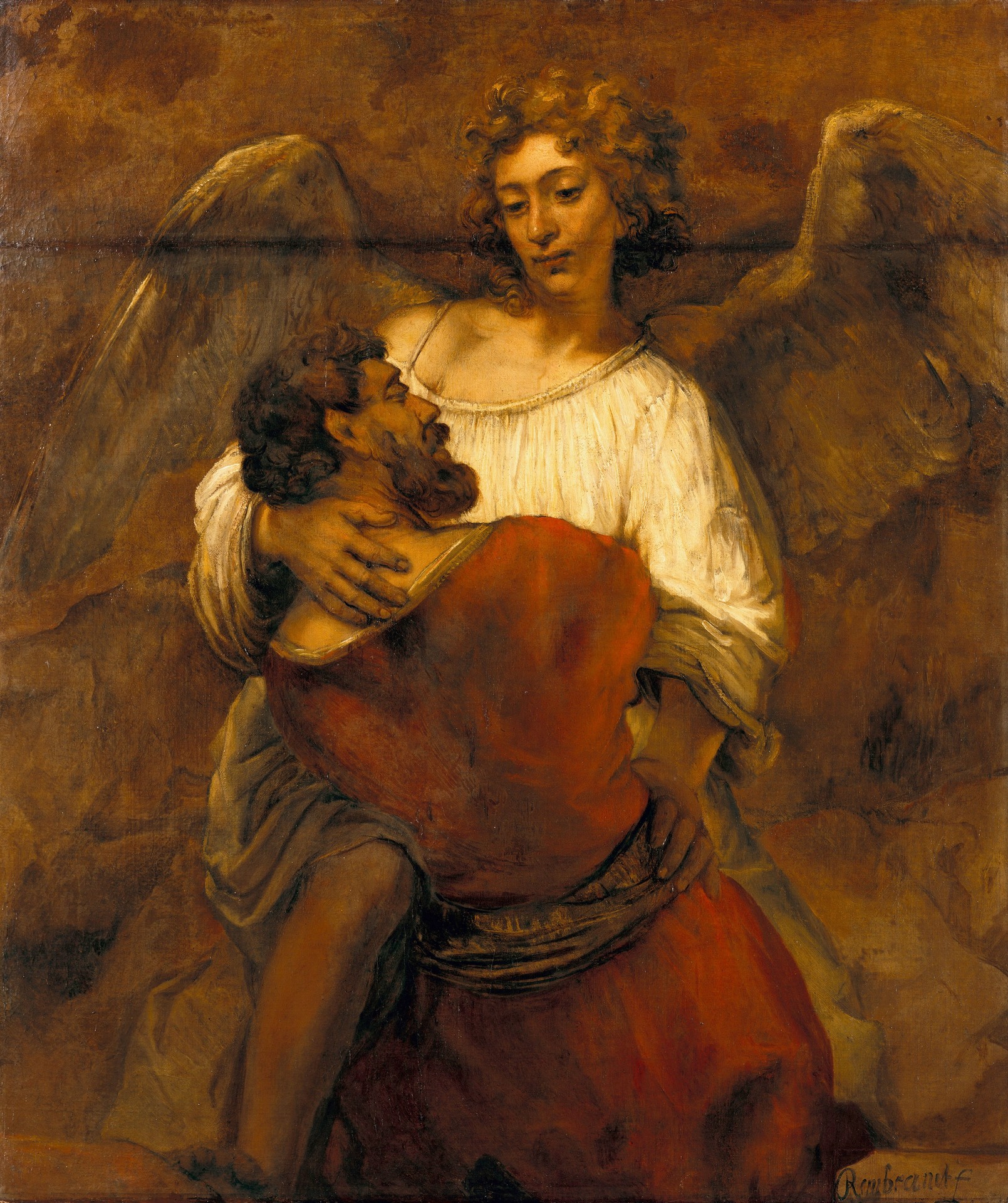 Jacob wrestling with the Angel - by Rembrandt