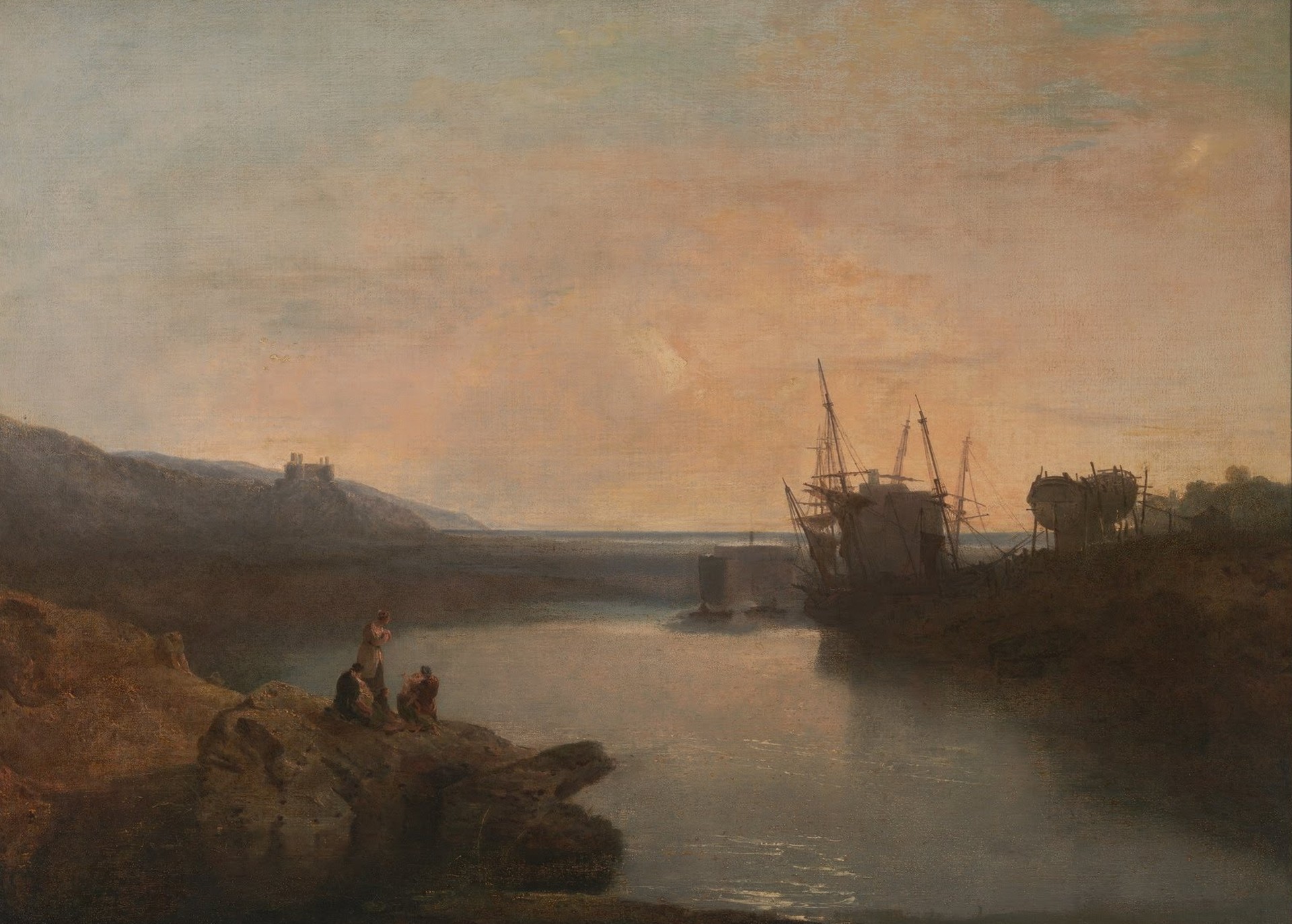 Harlech Castle, from Tygwyn Ferry, Summer's Evening Twilight - by J. M. W. Turner