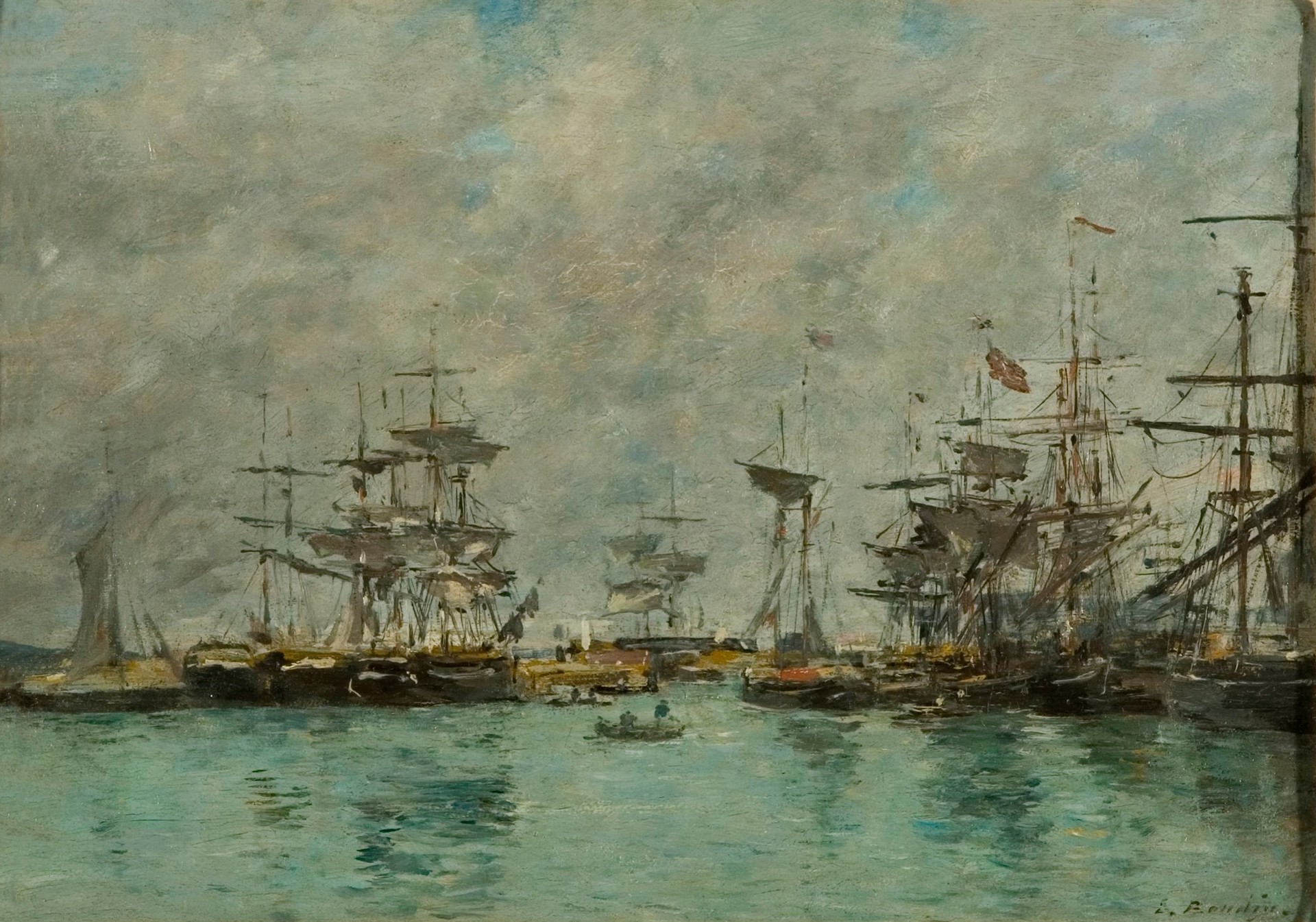 Harbour Scene - by Eugène Boudin