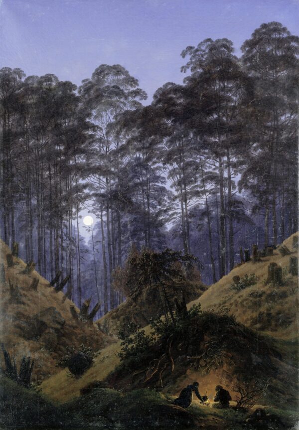 Forest Interior - by Moonlight - by Caspar David Friedrich