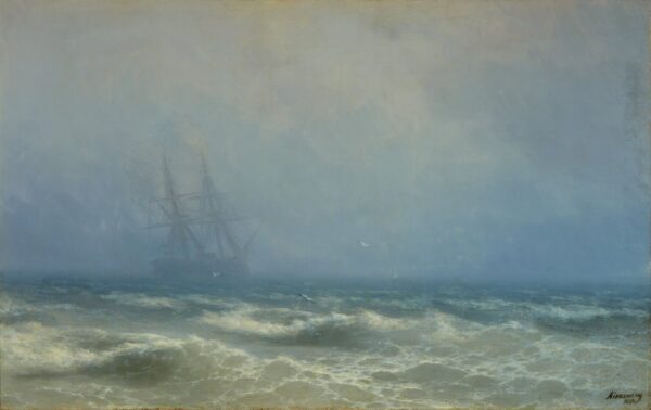 Fog over the Sea (A Storm at Sea) - by Ivan Aivazovsky
