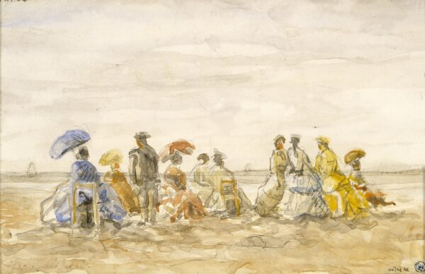 Figures on the Beach at Trouville - by Eugène Boudin