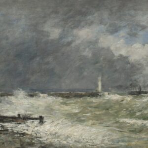 Entrées des jetées du Havre par gros temps - by Eugène Boudin