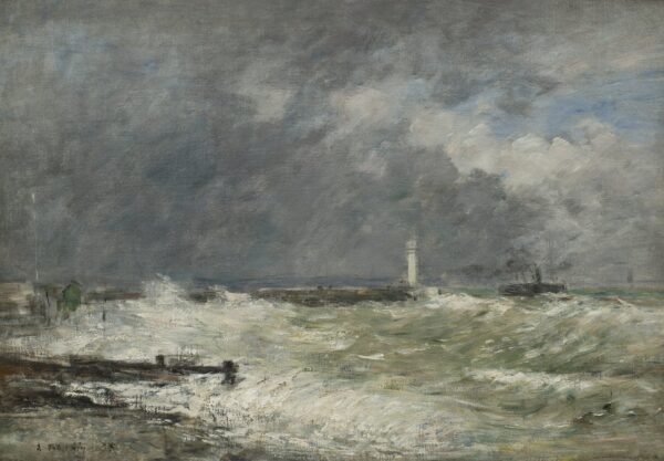 Entrées des jetées du Havre par gros temps - by Eugène Boudin