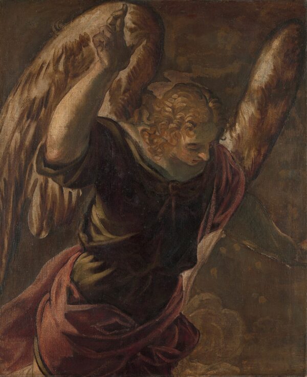 De Verkondiging aan Maria; de Engel - by Tintoretto