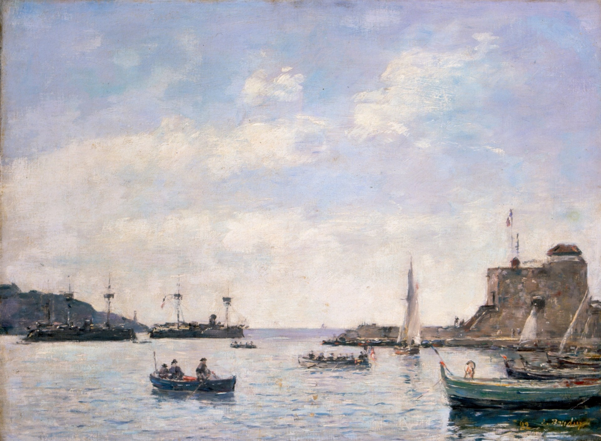 Cruisers in Villefranche - by Eugène Boudin