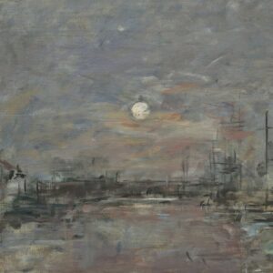 Crépuscule sur le Bassin du Commerce au Havre - by Eugène Boudin