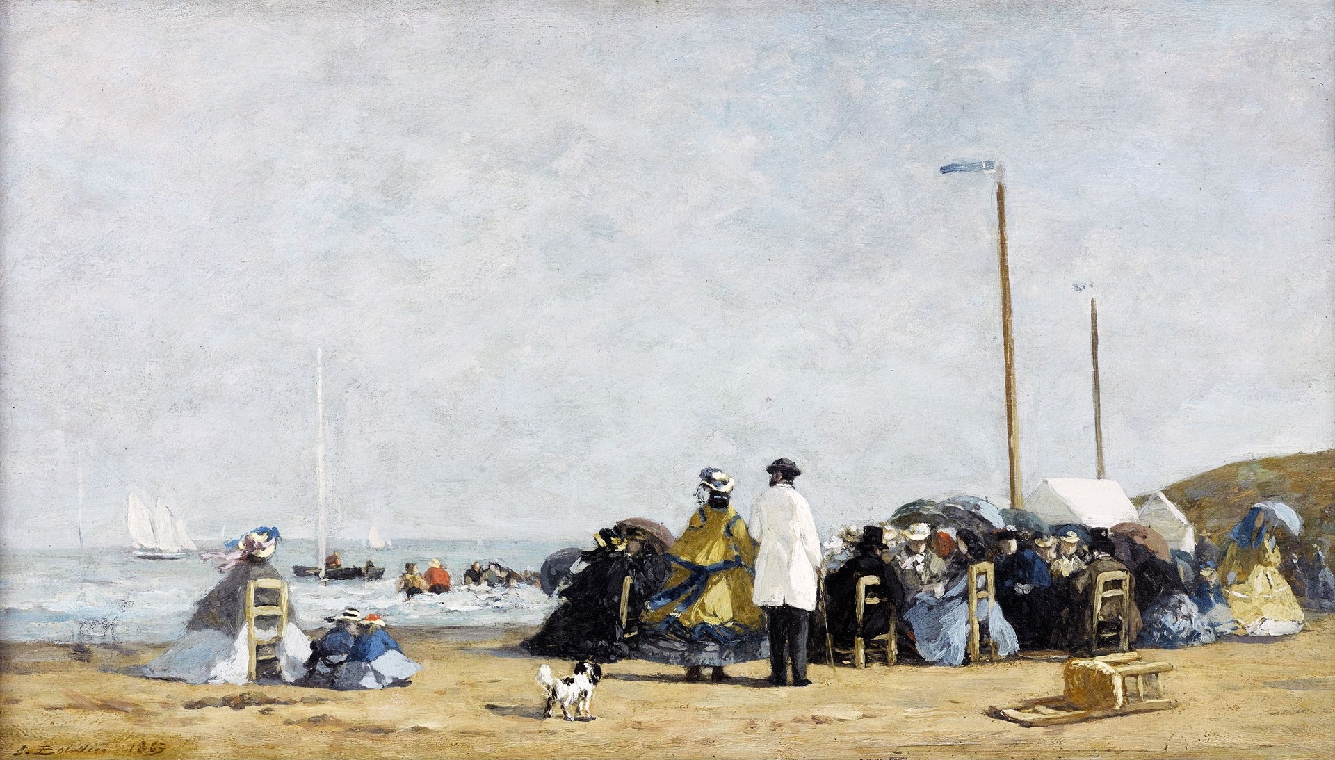 Crinolines sur la Plage (Crinolines on the Beach), 1863 - by Eugène Boudin
