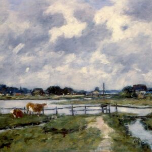Cows in the Field of Toques Valley - by Eugène Boudin
