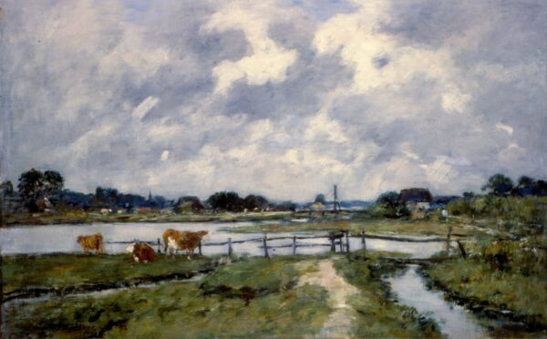 Cows in the Field of Toques Valley - by Eugène Boudin