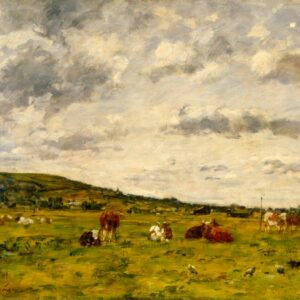 Cows Grazing - by Eugène Boudin