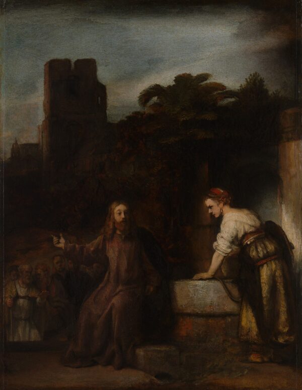 Christ and the Woman of Samaria - by Rembrandt
