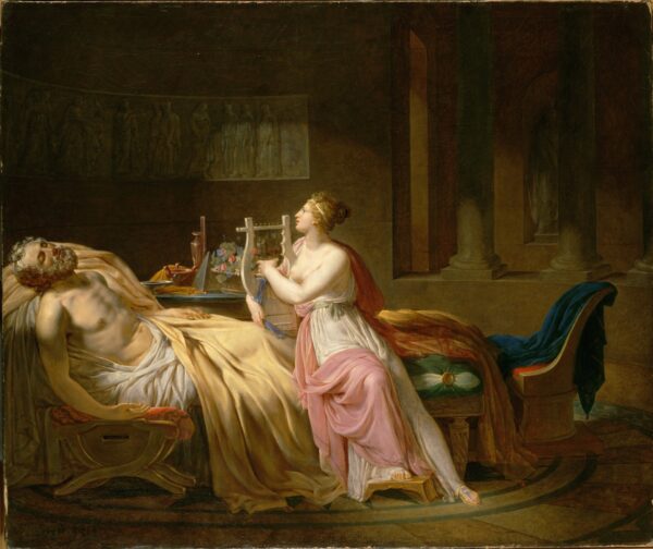 Calliope Mourning Homer - by Jacques-Louis David