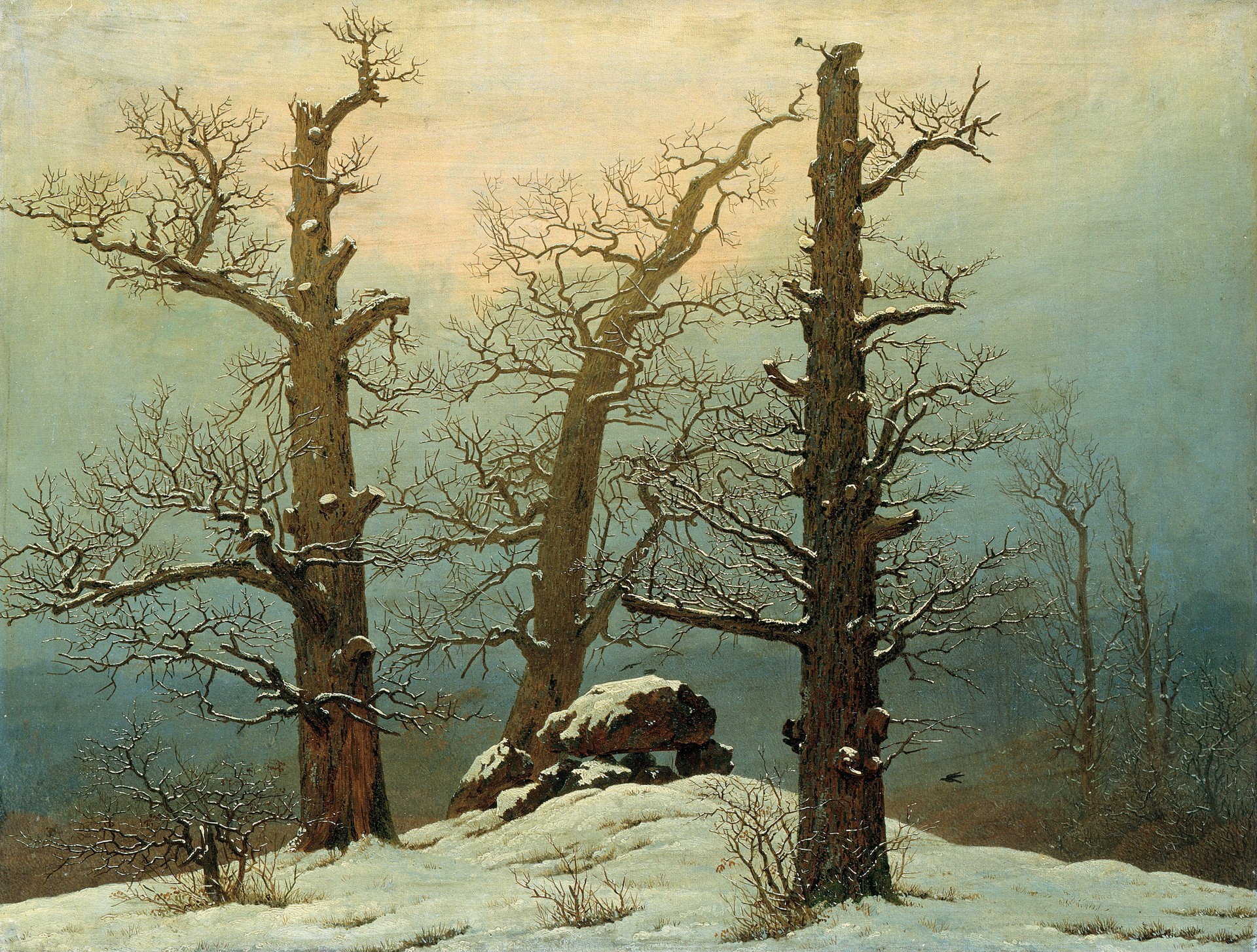 Cairn in Snow - by Caspar David Friedrich